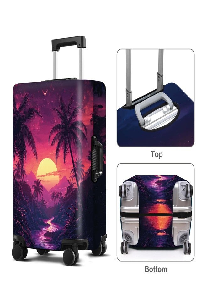 THISFIND Luggage Cover Washable Suitcase Protector Anti-scratch Suitcase cover Fits 20-34 Inch Luggage (Coconut trees, S(20-22inch suitcase)) - Image 2